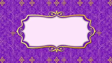 Vintage purple card with intricate golden label and delicate pattern, retro, purple, pattern