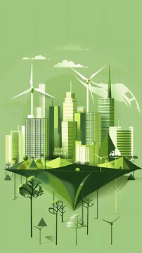 urban landscape powered by green energy sources for sustainable living. generative ai