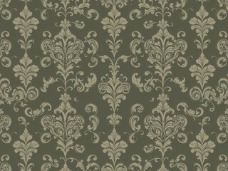 Elegant and intricate Seamless Damask wallpaper design ideal for home decor, interior design, and backgrounds, floral, design, textile