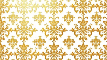 Elegant and sophisticated seamless damask wallpaper design in gold and white hues, perfect for adding a touch of luxury to any room, gold, pattern, decorative
