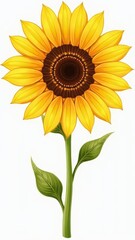 Naklejka premium Bright yellow sunflower with detailed petals and stem