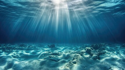 Sunbeams Illuminate Ocean Floor Sandy Seabed