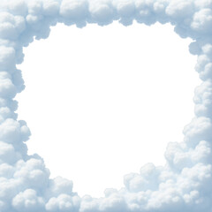 White cloud border frame photo with a transparent background.