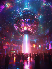 Obraz premium Futuristic Berlin TV Tower Spaceship on New Year’s Eve