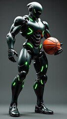 Fototapeta premium Futuristic robot holding a basketball