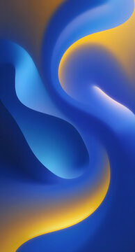 Colorful Abstract Fluid Gradient Wavy Shapes in Blues and Yellows