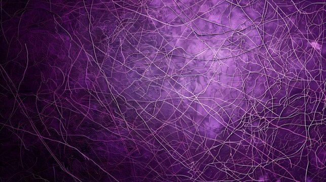 Abstract background with tangled lines and textures in vibrant shades of purple, creating a dynamic and artistic design for modern and creative concepts.

