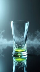 Abstract glass with glowing green liquid