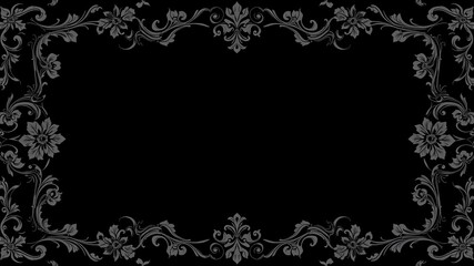 Luxurious and elegant black charcoal floral wallpaper with intricate botanical patterns and exquisite details, charcoal, wallpaper