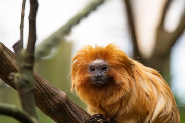 The Golden Lion Tamarin (Leontopithecus rosalia), also known as the Golden Marmoset.