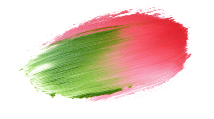 Bright brush stroke of green and red on transparent or white background