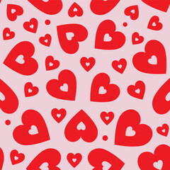 Red heart seamless patterns on a pink background create a vibrant and cheerful design for various occasions