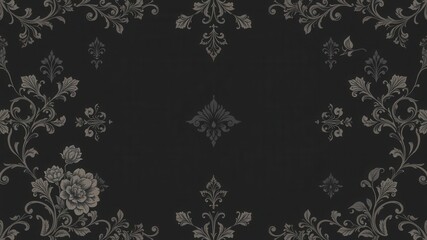 Seamless dark charcoal floral wallpaper with delicate blossoms and vines, background, wallpaper, elegant