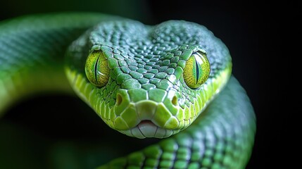 Fototapeta premium Snake with Green Eyes on Clean Background