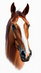 Fototapeta premium Close-Up Portrait of a Brown Horse with White Stripe