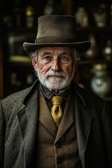 A man wearing a hat and a suit and tie