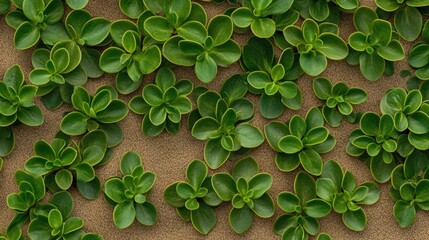 Small green leaves gently surround smooth sand, forming a natural frame that highlights the tranquil beauty of the organic elements