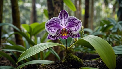Orchid on a tree in a tropical forest