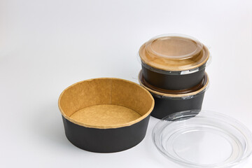 Sustainable Black Paper Meal Containers with Lids