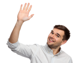 man waving his hand on Transparent Background