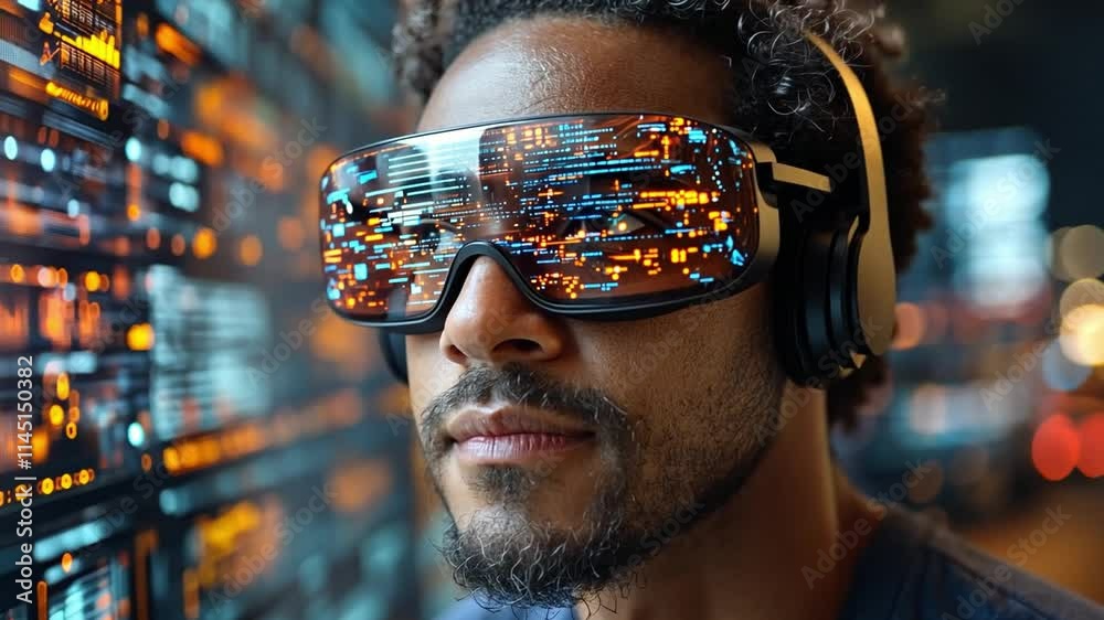 Poster exploring virtual environments with advanced technology and immersive experiences