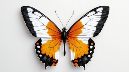 Obraz premium Orange and black butterfly with white markings on wings.