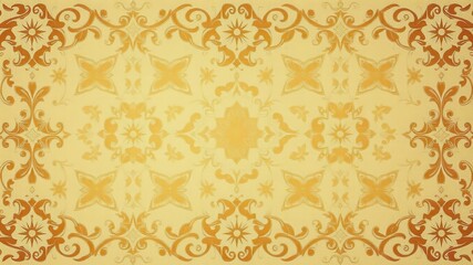 Elegant and ornate damask pattern in shades of gold and cream, fabric, intricate
