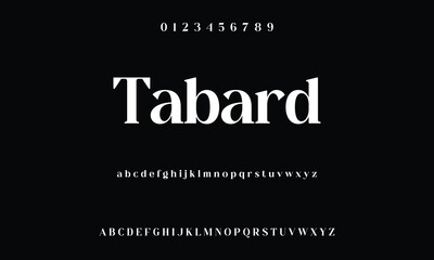 Elegant and modern serif alphabet font uppercase and numberfonts victorian typeface