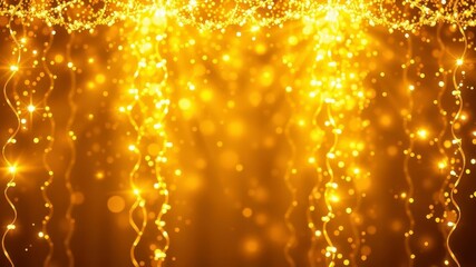 Obraz premium Gold lights rays illuminating a dark background, backdrop, golden, atmosphere