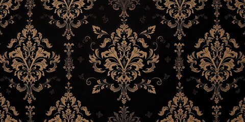 Fototapeta premium Intricate seamless damask wallpaper with gothic-inspired design in black and white, fabric, vintage, design