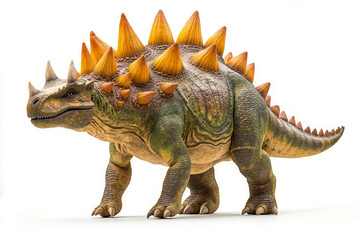 Fototapeta premium A toy dinosaur with spikes on its head and tail