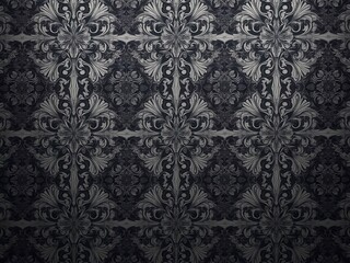 Fototapeta premium Luxurious charcoal floral wallpaper with intricate design and elegant finish, intricate, interior design, wallpaper