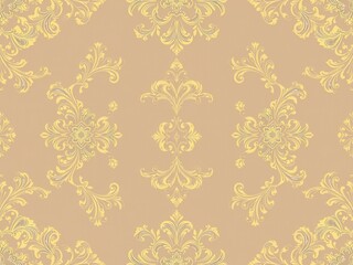 Obraz premium Luxurious seamless wallpaper with golden floral designs and intricate details, luxury, design, intricate