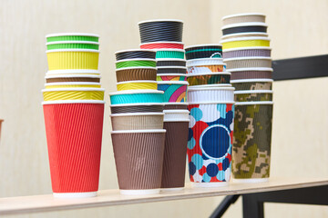 Colorful Disposable Paper Cups with Ripple Design