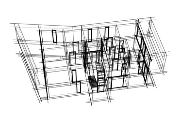  architectural drawing 3d illustration