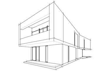 House sketch 3d rendering