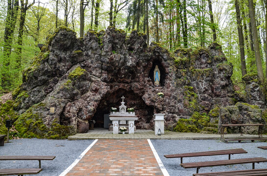 Lourdes grotto, place of worship of Mary in Prudnik Las