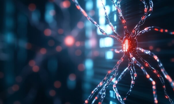 A digital representation of neural networks and data connections.