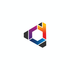 Fototapeta premium Initial D letter Polygon, vector design template