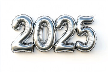 Shiny Silver Balloon Numbers 2025 Celebration