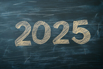 2025 written with white chalk on a blackboard