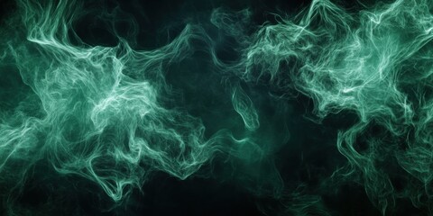 Neon green angular frame with fluid lines, glowing gently on a dark black background