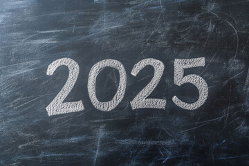 2025 written with white chalk on a blackboard