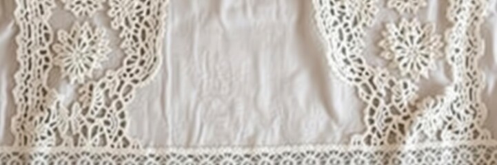 Obraz premium Vintage white cloth with intricate lace details creating a seamless background suitable for various design projects, cloth, background