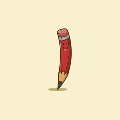 Vector cute pencil cartoon style.