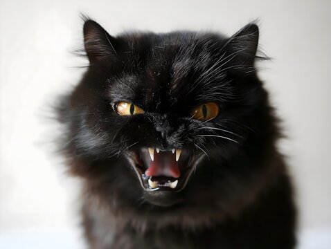 a captivating image of a black cat with a fierce expression