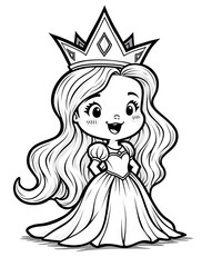  Cute Princess with Crown and Flowing Hair