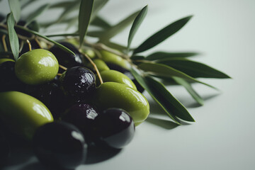 green olives with leaves