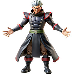 Fototapeta premium The villain character featuring striking hair and a detailed outfit displays a powerful stance embodying the essence of classic manga artistry