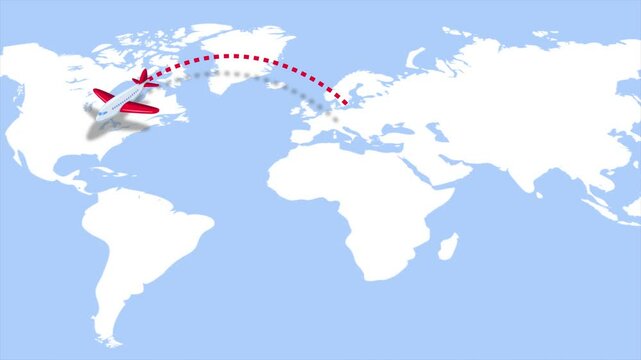 Animated flight of the plane over the map